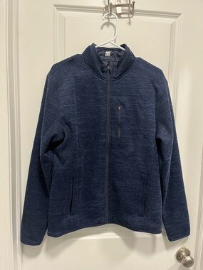 Johnnie-o jacket Heathered navy full zip red logo men’s medium EUC